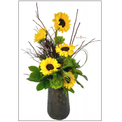 Beaverton Florists Beaverton - The perfect arrangement for Sunflower lovers!

Bright and tall arrangement of stunning Sunflowers, exquisite greenery and wild branches in a unique vase.
The most elegant way to feature the brightest flower.   
