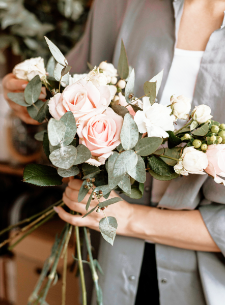 Woman Holding Bouquet